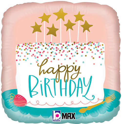 Birthday Confetti Cake 18in Metallic Balloon