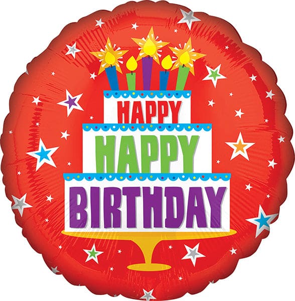 Red Birthday Cake 18in Metallic Balloon