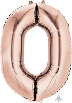 Number 0 Rose Gold 40in Mylar Balloon