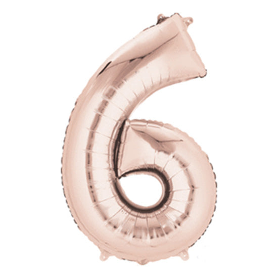 Number 6 Rose Gold 40in Mylar Balloon