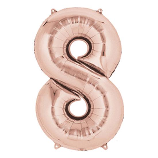 Number 8 Rose Gold 40in Mylar Balloon