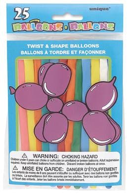 Assorted Color Twist & Shape Latex Balloons 25ct
