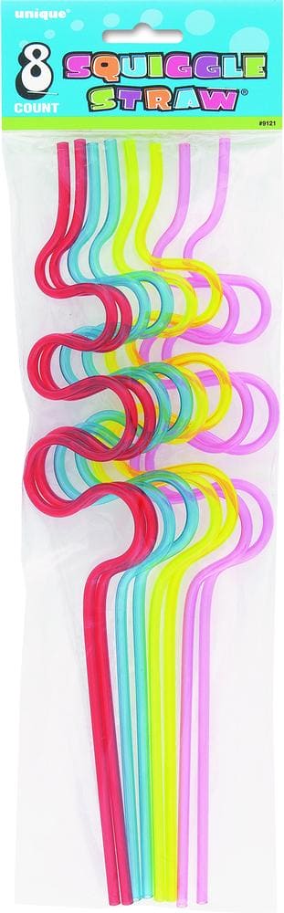 Plastic Squiggle Straws 12" 8ct