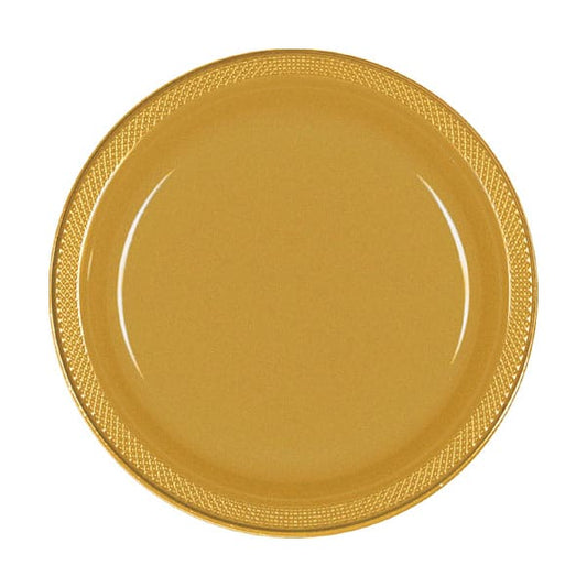 Gold 7in Round Luncheon Plastic Plates