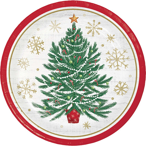 Timeless Tree 9in Round Dinner Paper Plates 8ct
