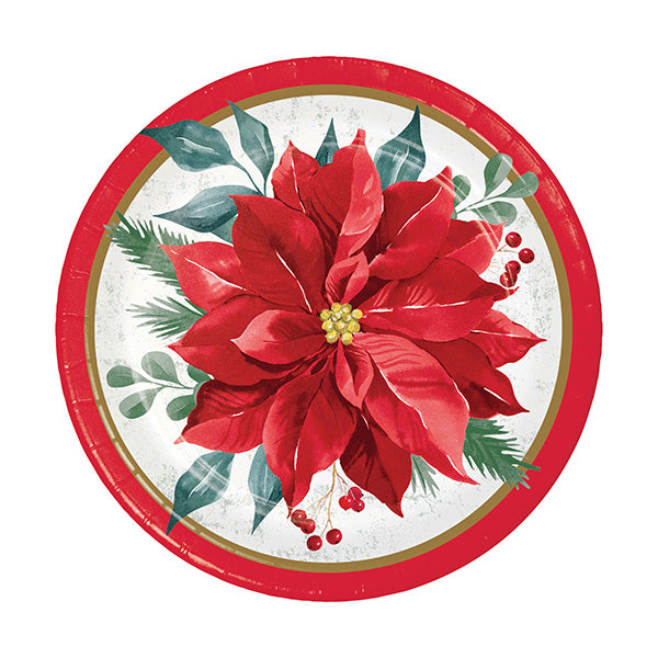 Festive Floral Round Luncheon Paper Plates 8ct