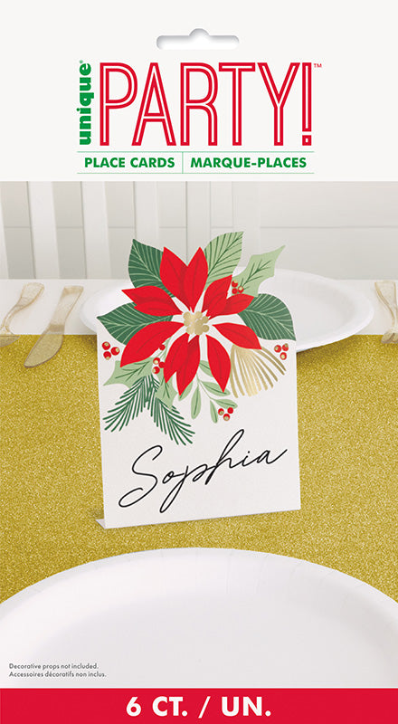 Blooming Holly Poinsettia Place Cards 6ct