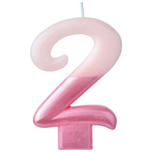 Numeral #2 Metallic Candle - PInk
