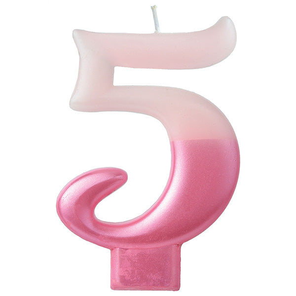 Numeral #5 Metallic Candle - Pink