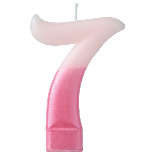 Numeral #7 Metallic Candle - Pink