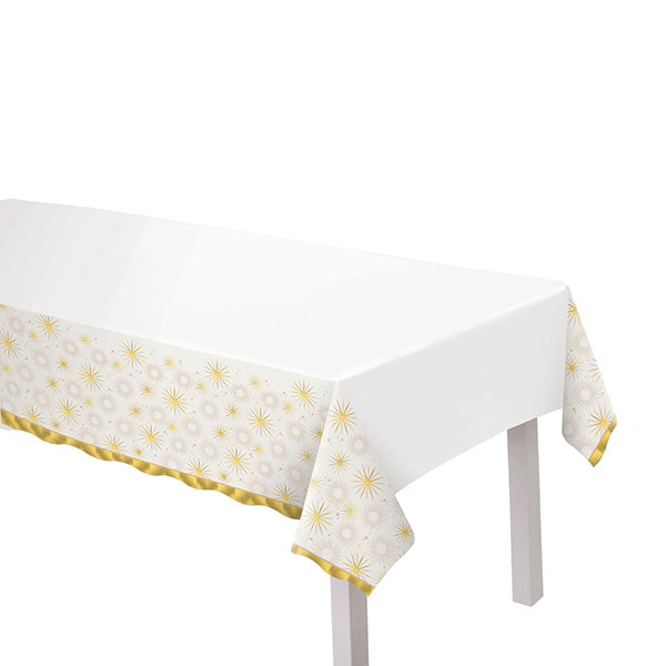 Golden Soiree 54 x 102 in Plastic Table Cover