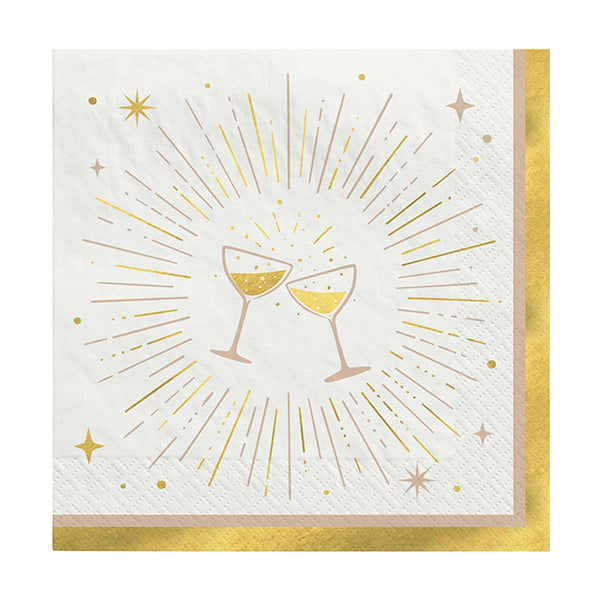 Golden Soiree New Year Beverage Napkins 16ct