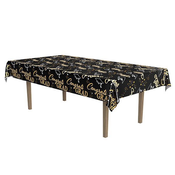 Metallic Graduation 54in x 108in Plastic Table Cover