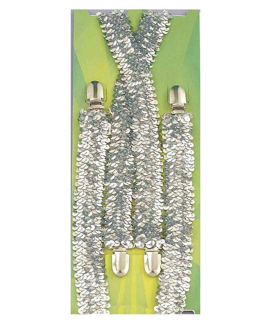 Silver Sequin Suspenders
