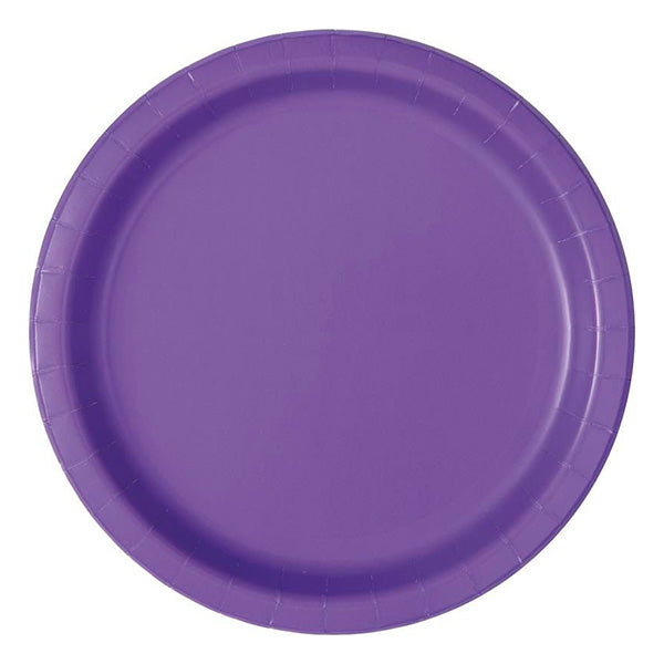 Purple Big Party Pack 9in Round Dinner Paper Plates 50ct
