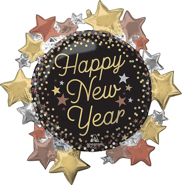 Luxe New Year Stars 30in Metallic Balloon