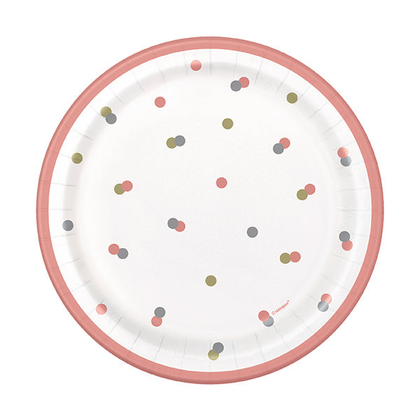 Birthday Glitz Rose Gold 7in Round Luncheon Paper Plates 8ct