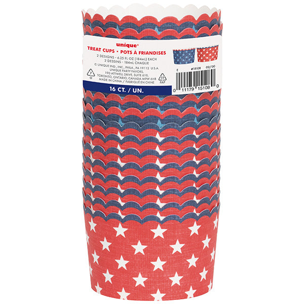 Classic Americana Assorted Scalloped Paper Treat Cups 16ct