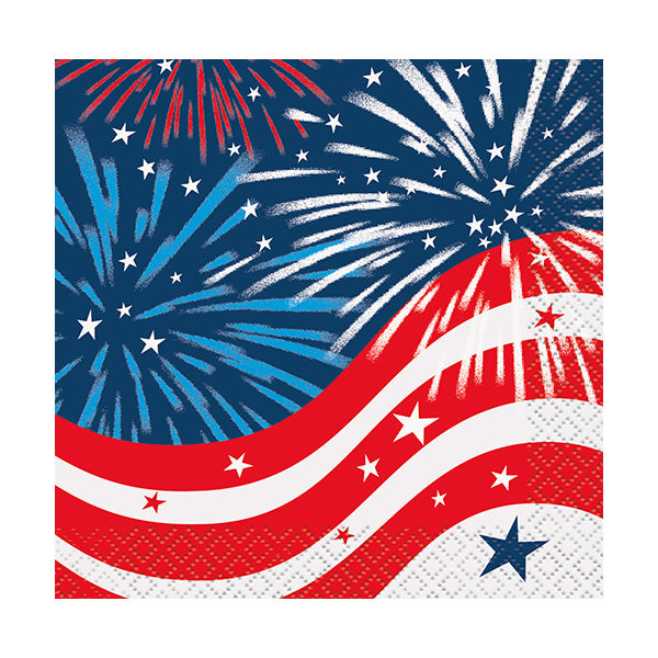 Fireworks 4th of July Beverage Napkins 16ct