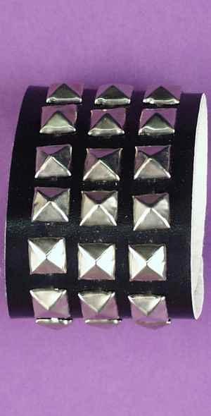 Triple Row Studded Wristband Black