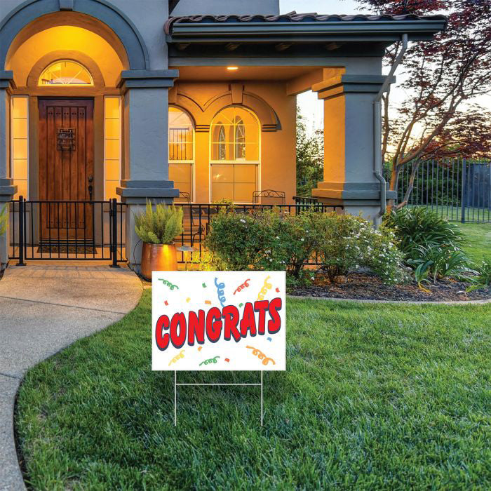 Congrats Plastic 11in x 15in Yard Sign