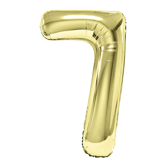 34in Number 7 White Gold Mylar Balloon