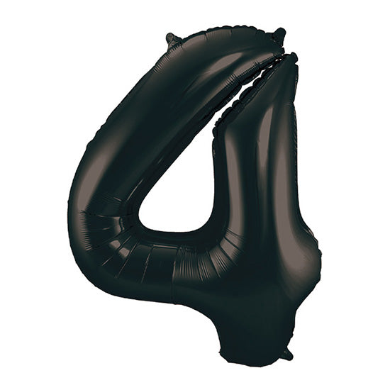 34in Number 4 Black Mylar Balloon