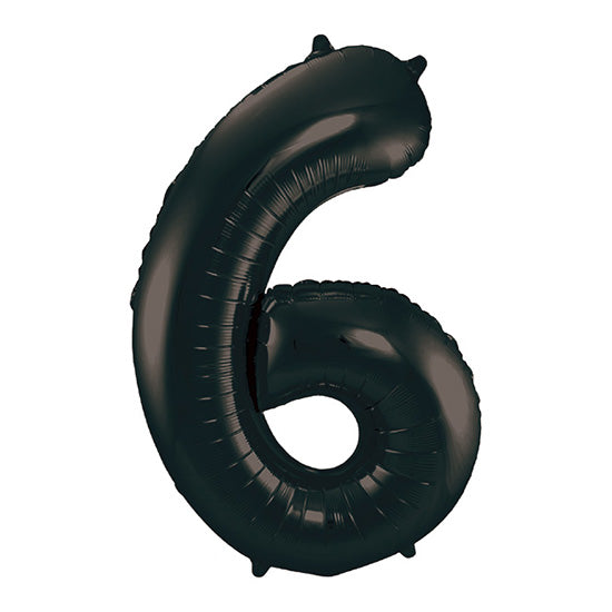 34in Number 6 Black Mylar Balloon