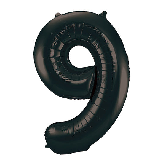 34in Number 9 Black Mylar Balloon