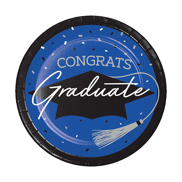 School Spirit Blue 7in Round Luncheon Paper Plates 18ct
