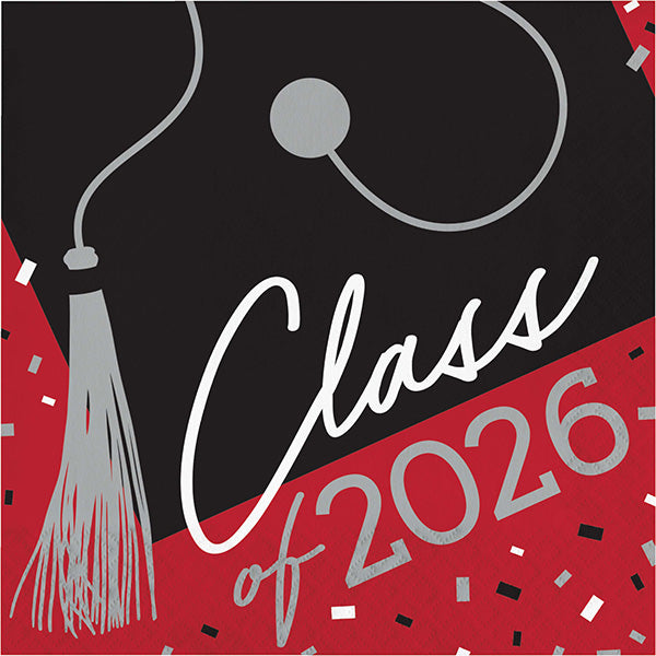 School Spirit Red Class 2026 Luncheon Napkins 36ct