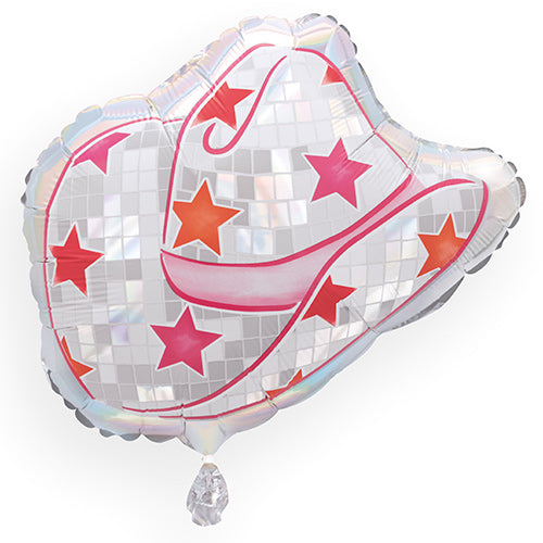 Disco Country Cowboy Hat-Shaped 13in Foil Balloon