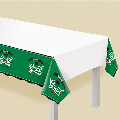 Congrats Grad Green 54 x 102in Plastic Table Cover