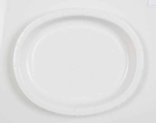 Bright White Solid Oval Plates 8ct