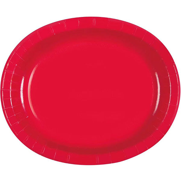 Ruby Red 10 x 12in Oval Paper Plates 8ct
