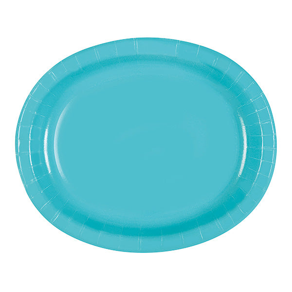 Terrific Teal Solid Oval Plates 8ct