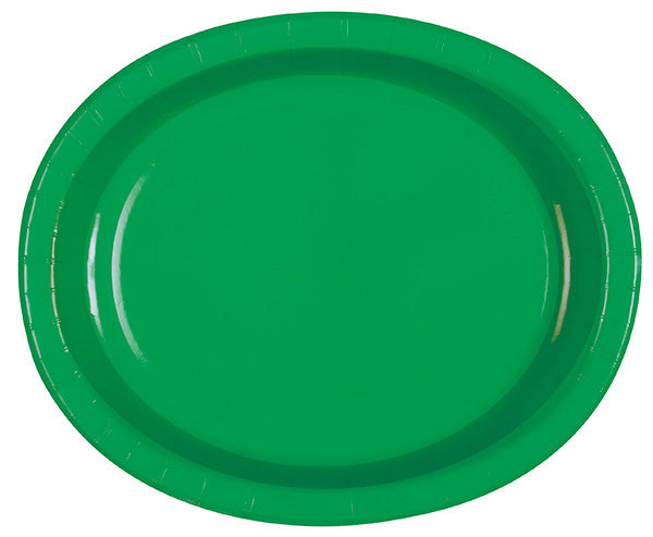 Emerald Green Solid Oval Paper Plates 8ct