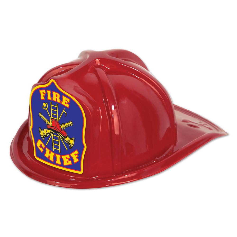 Red Plastic Fire Chief Hat