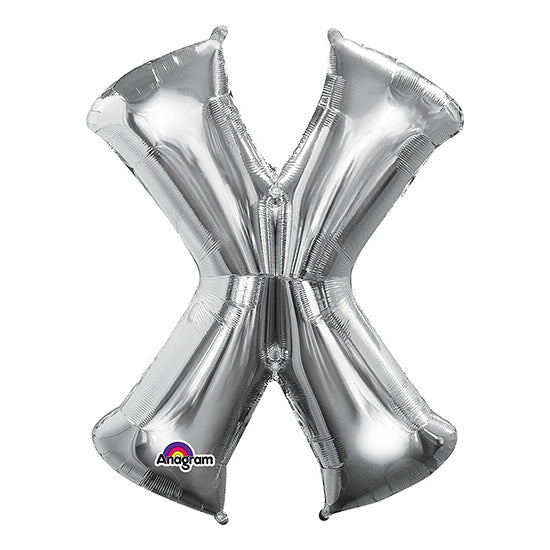 Letter X Silver 33in Metallic Balloon