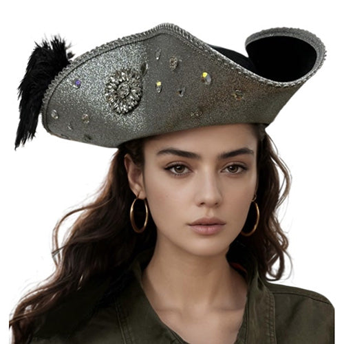 Deluxe Bling Pirate Tricorn Hat
