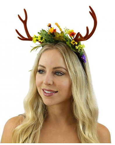 Brown Antlers Floral Headband