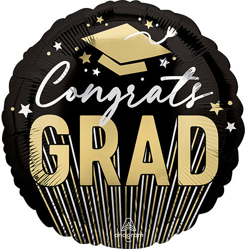 Congrats Grad Stripes 18in Metallic Balloon