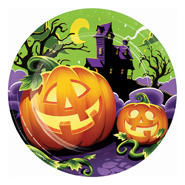 Pumpkin Prowlers 9in Round Dinner Paper Plates 16ct