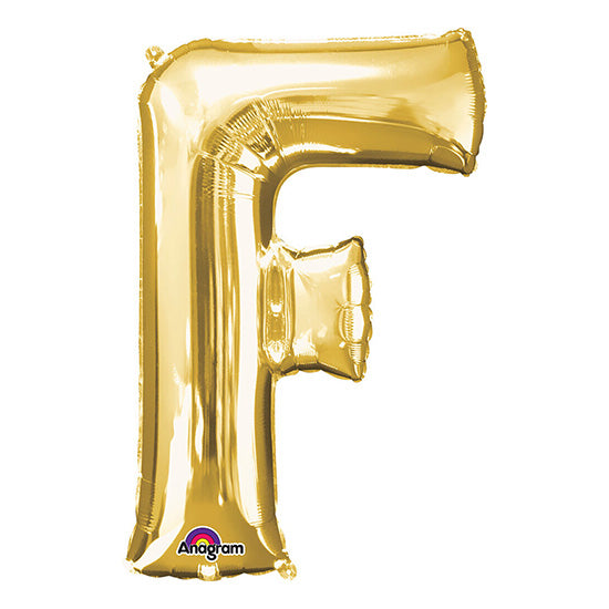 Letter F Gold 33in Metallic Balloon