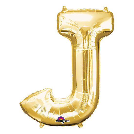 Letter J Gold 33in Metallic Balloon