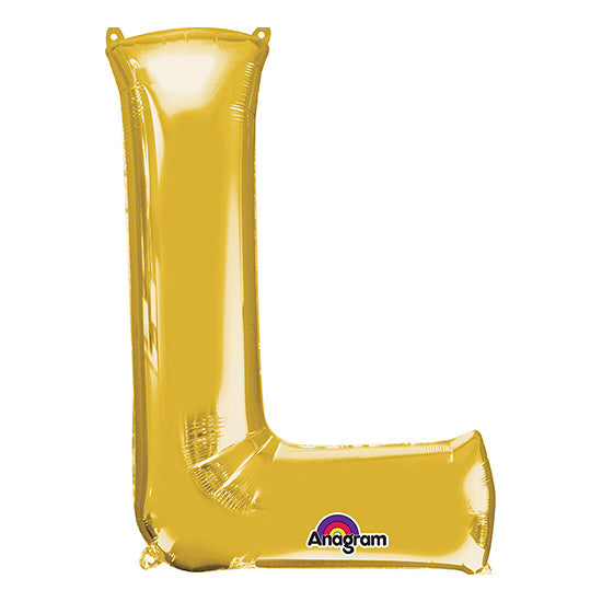 Letter L Gold 33in Metallic Balloon