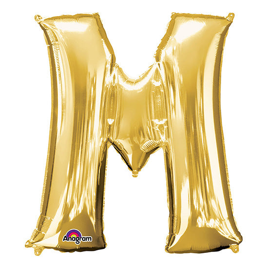 Letter M Gold 33in Metallic Balloon