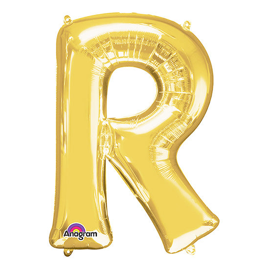 Letter R Gold 33in Metallic Balloon