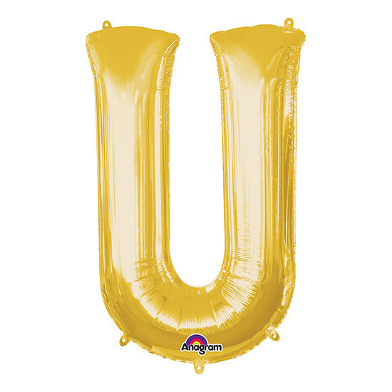Letter U Gold 33in Metallic Balloon
