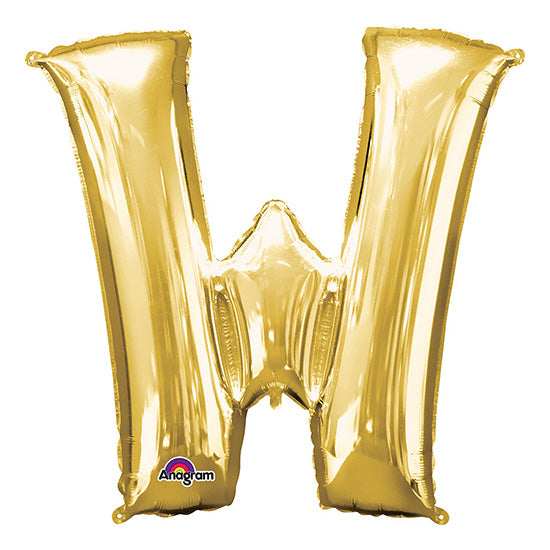 Letter W Gold 33in Metallic Balloon